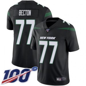 New York Jets #77 Mekhi Becton Black Alternate Stitched 100th Season Vapor Untouchable Limited Jersey