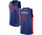 Detroit Pistons #1 Reggie Jackson Authentic Royal Blue Road NBA Jersey - Icon Edition