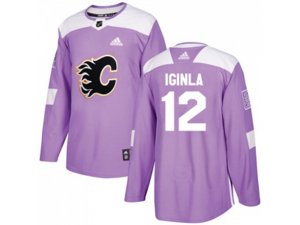 Adidas Calgary Flames #12 Jarome Iginla Purple Authentic Fights Cancer Stitched NHL Jersey