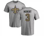 New Orleans Saints #3 Bobby Hebert Ash Name & Number Logo T-Shirt