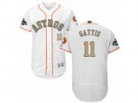 Houston Astros #11 Evan Gattis White FlexBase Authentic 2018 Gold Program Stitched Baseball Jersey
