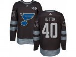Adidas St. Louis Blues #40 Carter Hutton Authentic Black 1917-2017 100th Anniversary NHL Jersey