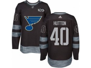 Adidas St. Louis Blues #40 Carter Hutton Authentic Black 1917-2017 100th Anniversary NHL Jersey