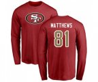 San Francisco 49ers #81 Jordan Matthews Red Name & Number Logo Long Sleeve T-Shirt