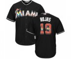 Miami Marlins #19 Miguel Rojas Authentic Black Team Logo Fashion Cool Base Baseball Jersey