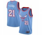 Chicago Bulls #21 Thaddeus Young Authentic Blue Basketball Jersey - 2019-20 City Edition