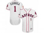 Houston Astros #1 Carlos Correa Replica White Fashion Stars & Stripes Flex Base MLB Jersey