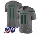 New York Jets #11 Robby Anderson Limited Gray Inverted Legend 100th Season Football Jersey