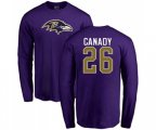 Baltimore Ravens #26 Maurice Canady Purple Name & Number Logo Long Sleeve T-Shirt