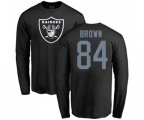Oakland Raiders #84 Antonio Brown Black Name & Number Logo Long Sleeve T-Shirt