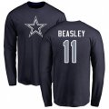 Dallas Cowboys #11 Cole Beasley Navy Blue Name & Number Logo Long Sleeve T-Shirt