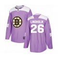 Boston Bruins #26 Par Lindholm Authentic Purple Fights Cancer Practice Hockey Jersey