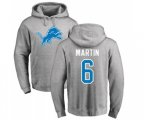 Detroit Lions #6 Sam Martin Ash Name & Number Logo Pullover Hoodie