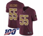 Washington Redskins #55 Cole Holcomb Burgundy Red Gold Number Alternate 80TH Anniversary Vapor Untouchable Limited Player 100th Season Football Jerse