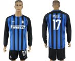 2017-18 Inter Milan 17 MEDEL Home Long Sleeve Soccer Jersey