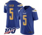 Los Angeles Chargers #5 Tyrod Taylor Limited Electric Blue Rush Vapor Untouchable 100th Season Football Jersey