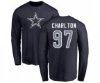 Dallas Cowboys #97 Taco Charlton Navy Blue Name & Number Logo Long Sleeve T-Shirt