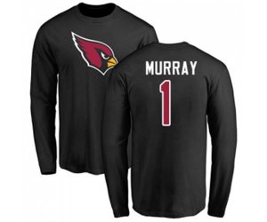 Arizona Cardinals #1 Kyler Murray Black Name & Number Logo Long Sleeve T-Shirt