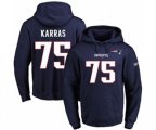 New England Patriots #75 Ted Karras Navy Blue Name & Number Pullover Hoodie