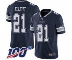 Dallas Cowboys #21 Ezekiel Elliott Navy Blue Team Color Vapor Untouchable Limited Player 100th Season Football Jersey