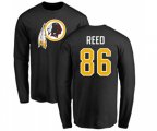 Washington Redskins #86 Jordan Reed Black Name & Number Logo Long Sleeve T-Shirt
