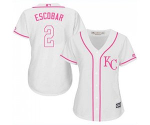 Women\'s Kansas City Royals #2 Alcides Escobar Authentic White Fashion Cool Base Baseball Jersey