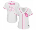 Women's San Diego Padres #34 Rollie Fingers Replica White Fashion Cool Base Baseball Jersey