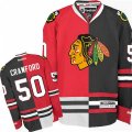 Chicago Blackhawks #50 Corey Crawford Premier Red Black Split Fashion NHL Jersey