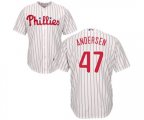 Philadelphia Phillies #47 Larry Andersen Replica White Red Strip Home Cool Base Baseball Jersey