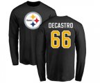 Pittsburgh Steelers #66 David DeCastro Black Name & Number Logo Long Sleeve T-Shirt