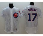 Chicago Cubs #17 Kris Bryant Majestic white stripe Flexbase Authentic Collection Player Jersey