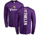 Minnesota Vikings #19 Adam Thielen Purple Backer Long Sleeve T-Shirt