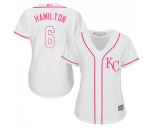 Women\'s Kansas City Royals #6 Billy Hamilton Authentic White Fashion Cool Base Baseball Jersey