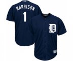 Detroit Tigers #1 Josh Harrison Replica Navy Blue Alternate Cool Base Baseball Jersey