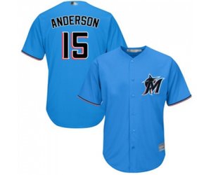 Miami Marlins #15 Brian Anderson Replica Blue Alternate 1 Cool Base Baseball Jersey