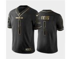 Chicago Bears #1 Justin Fields Black golden edition Stitched Football Jersey