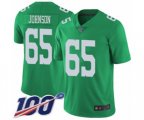 Philadelphia Eagles #65 Lane Johnson Limited Green Rush Vapor Untouchable 100th Season Football Jersey