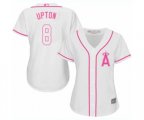 Women's Los Angeles Angels of Anaheim #8 Justin Upton Replica White Fashion Cool Base Baseball Jersey
