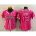 Women Miami Dolphins #13 Dan Marino Pink With Patch Cool Base Stitched Baseball Jersey