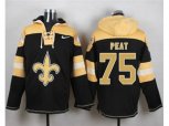 New Orleans Saints #75 Andrus Peat Black Player Pullover Hoodie