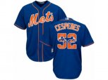New York Mets #52 Yoenis Cespedes Authentic Royal Blue Team Logo Fashion Cool Base MLB Jersey