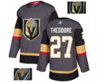 Vegas Golden Knights #27 Shea Theodore Authentic Gray Fashion Gold NHL Jersey