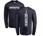New England Patriots #3 Stephen Gostkowski Navy Blue Backer Long Sleeve T-Shirt
