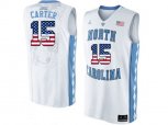 2016 US Flag Fashion 2016 Men's North Carolina Tar Heels Vince Carter #15 College Basketball Jersey - White