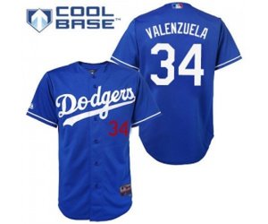 Los Angeles Dodgers #34 Fernando Valenzuela Replica Royal Blue Cool Base Baseball Jersey