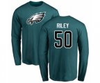 Philadelphia Eagles #50 Duke Riley Green Name & Number Logo Long Sleeve T-Shirt