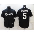 Atlanta Braves #5 Freddie Freeman Nike Black Replica Alternate Jersey