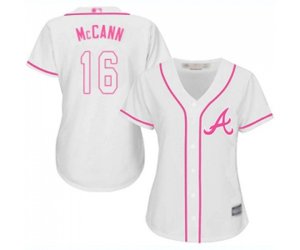 Women\'s Atlanta Braves #16 Brian McCann Replica White Fashion Cool Base Baseball Jersey