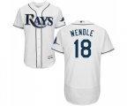 Tampa Bay Rays #18 Joey Wendle Home White Home Flex Base Authentic Collection Baseball Jersey