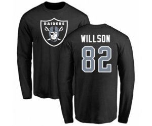 Oakland Raiders #82 Luke Willson Black Name & Number Logo Long Sleeve T-Shirt
